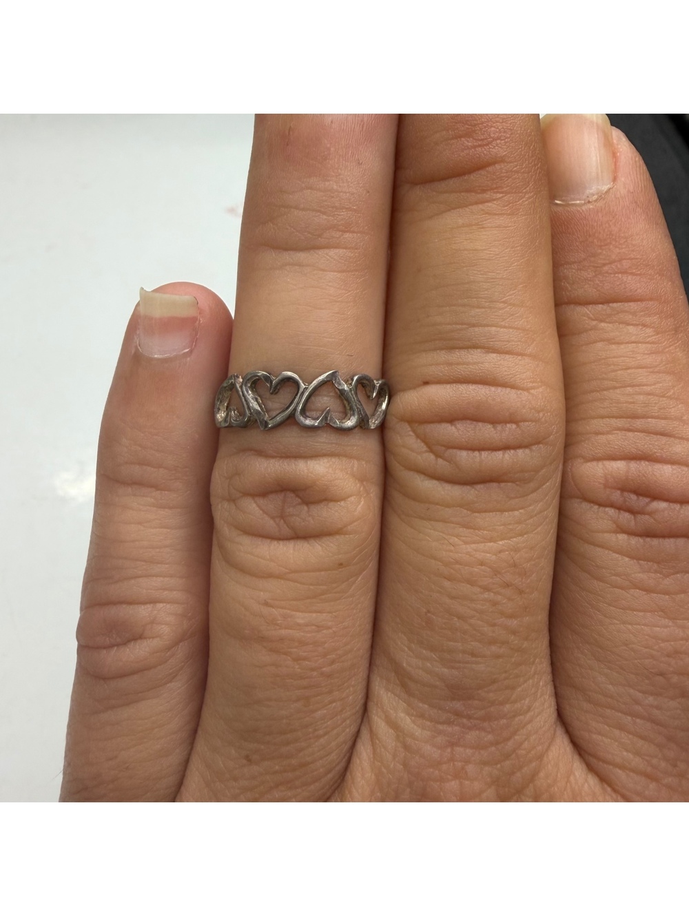 Sterling silver heart filigree ring size 5.75 vintage